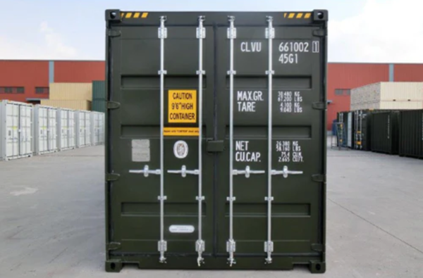 Nieuwe 40-voets container voor droge goederen met dubbele deuren.