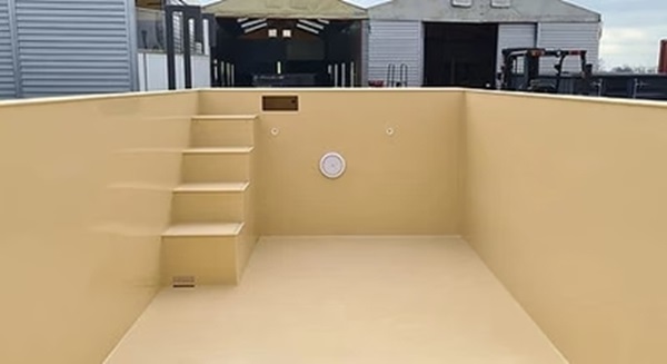 Constructieve polypropyleen container – ideaal voor zwembaden, 6,5 x 2,6 m